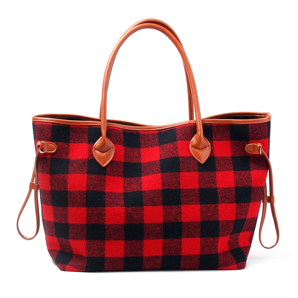 

55.8*19.0*30.0cm Red Buffalo Check Handbag Wholesale Christmas Plaid Tote Gift Travel Tote Free Shipping DOM106377