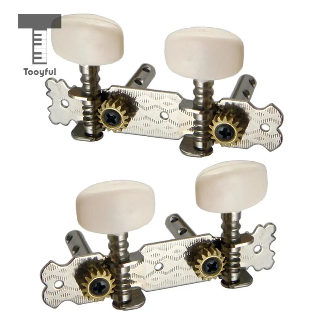 Tooyful 2R2L Tuning Pegs Machine Heads Tuner with Cream Button for Ukulele Classical Guitar 4 String