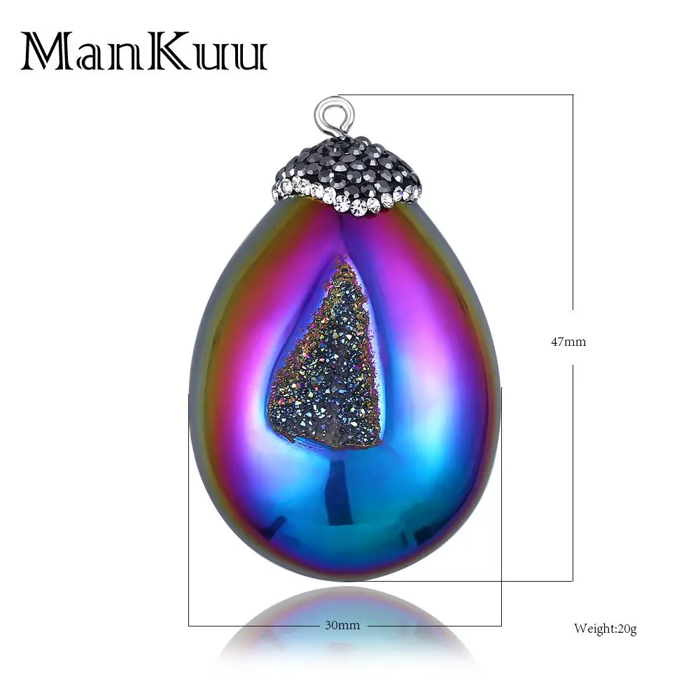 Подвески Mankuu Aurora в виде раковины, радужные/белые капли воды, подвески из натурального камня, сверкающие циркониевые Подвески Druzy для изготовления ювелирных изделий