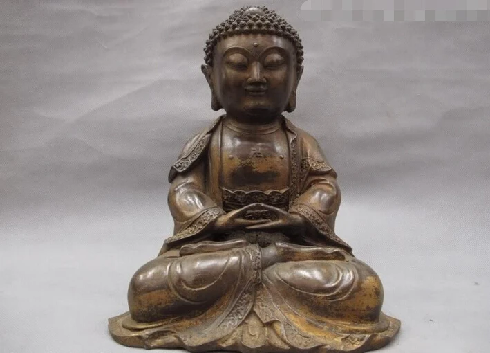 

Collectible bronze S2762 Tibet Buddhism Classic Old Bronze Copper RuLai Tathagata Amitabha Buddha Statue (B0328)