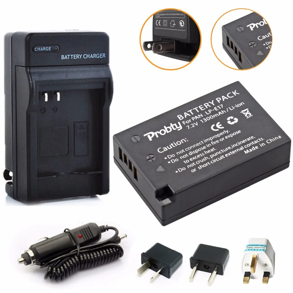 Probty LP E17 LP E17 Battery + Charger Kit for Canon EOS M3 M5 M6 Rebel