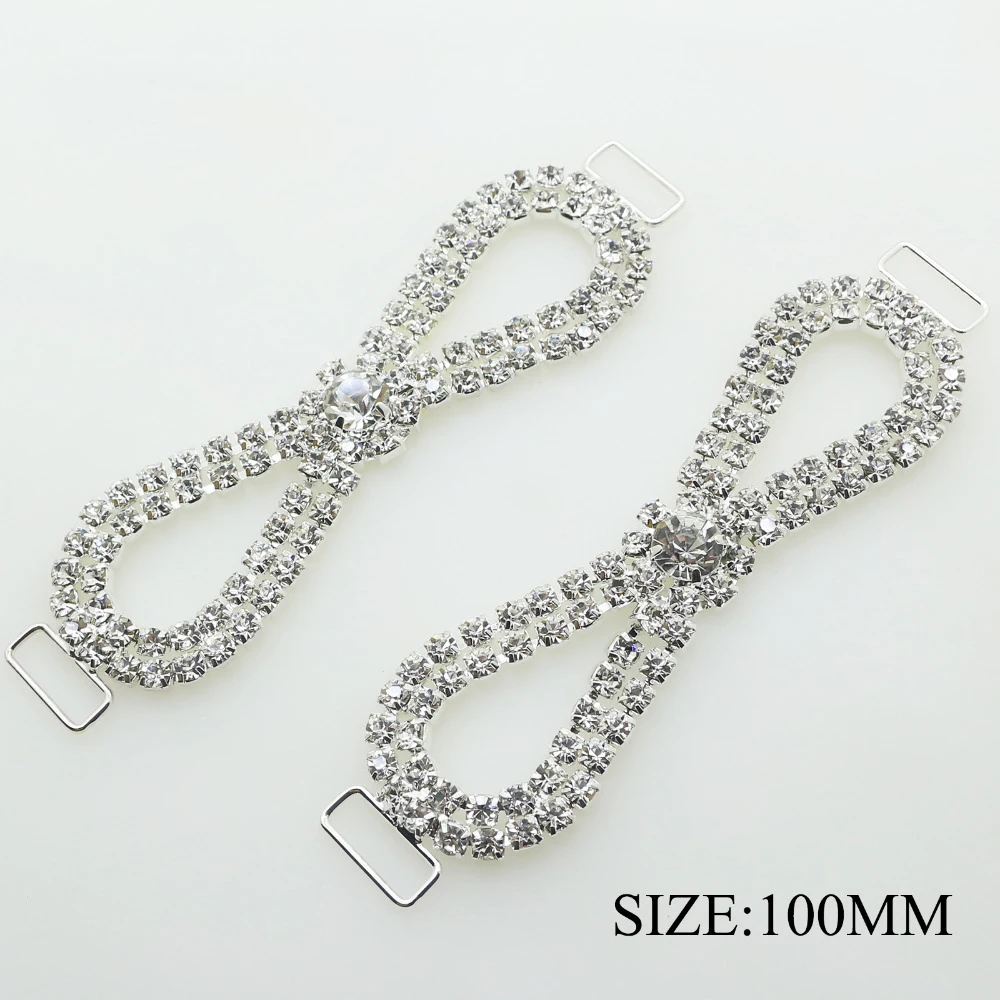 

2pcs/lot 100MM Curtain Hanging Rhinestone Chain Bikini Buckle Connectors Buckles Clothing for Wedding Beachwear Connector Decor