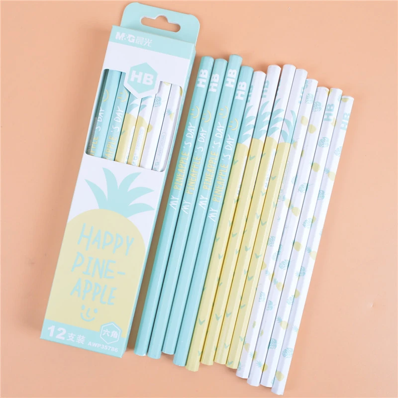 鉛筆 HB 2 H フルーツパイナップル漫画ユニコーン木製鉛筆 12 ピース 