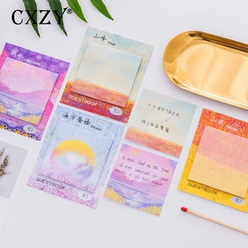 

CXZY Van Gogh monet sticky note kawaii pink memo pad Planner sticker scrapbooking masking kawai items Office list post 3B806