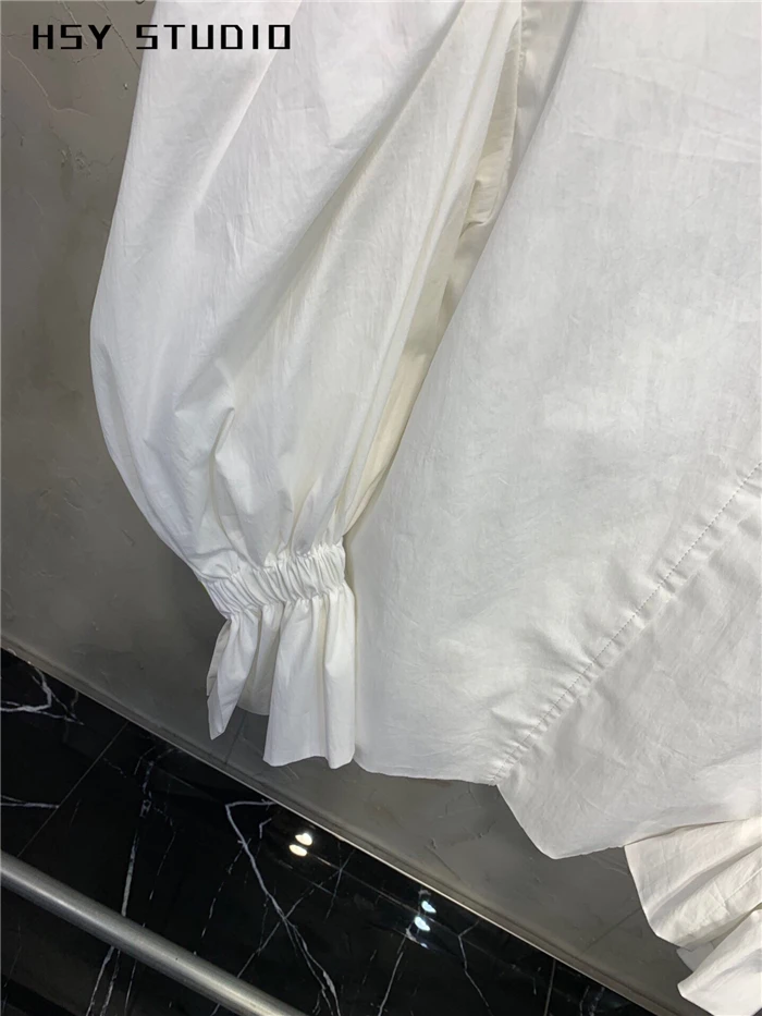 【HSY studo】2019 осень новый тренд ruched мыть легко расслабленная женская блузка с