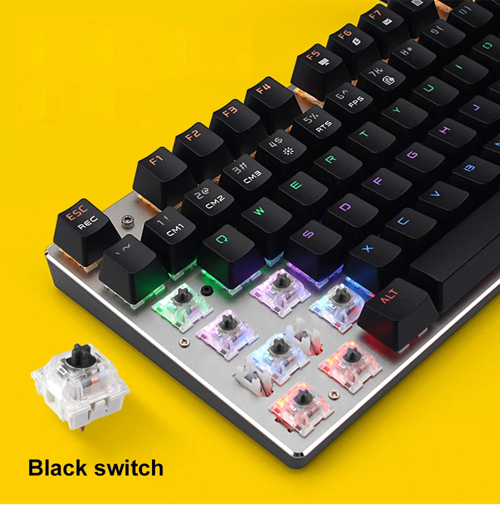 Механическая игровая клавиатура 104 клавиша RGB светодиодный клавиатура с подсветкой компьютерная ПК игровая клавиатура синий/черный/красный переключатели