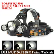 DHL 100 шт./лот BORUIT XML1T6+ 2R5 светодиодный головной светильник головки вспышки света светильник светодиодный налобный фонарь