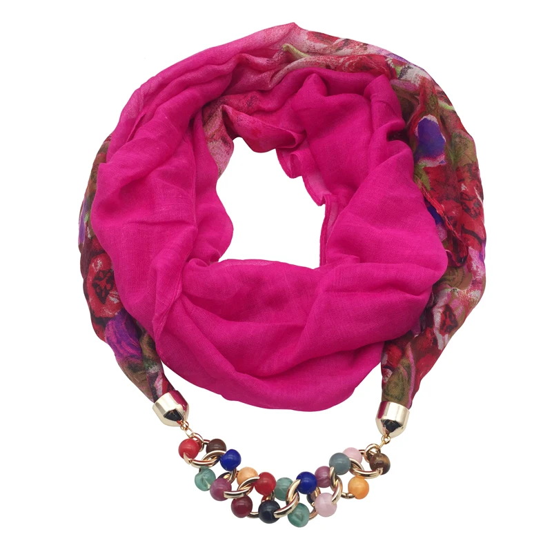 Модный женский шарф, ожерелье, бисер, подвеска, ювелирное изделие, бандана, этнический шарф, снуд, зимние женские аксессуары, разноцветный цветок