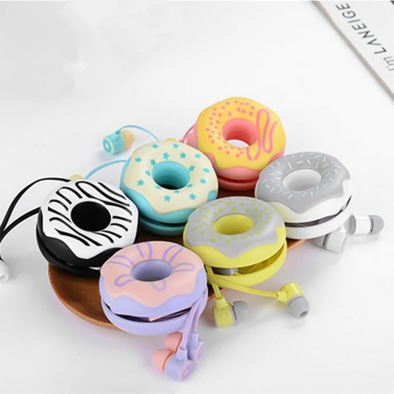 

6 Color Cute Donuts Macarons Earphones 3.5mm in-ear Stereo Earbuds with mic Earphone Case for iPhone Xiaomi Girls Kid MP3 Gift