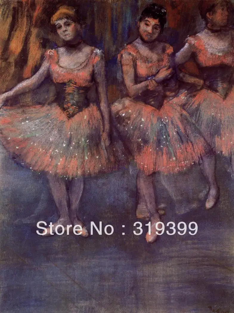 

,100% handmade Oil Painting Reproduction on Linen Canvas,Three Dancers before Exercise by edgar degas ,Free DHL FAST Shipping
