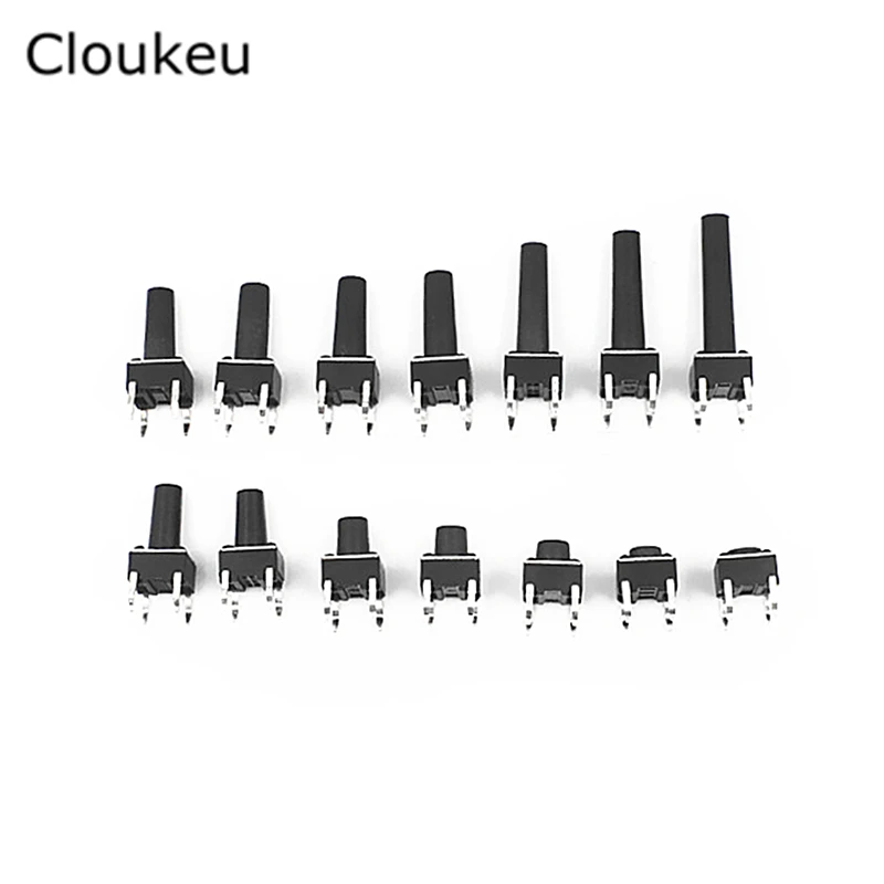 50Pcs 6*6 DIP4 Tact Button Switch Black 6x6x5 6/7/8/9/10/11/12/13/14/15/16/17/18/19/20MM | Обустройство дома