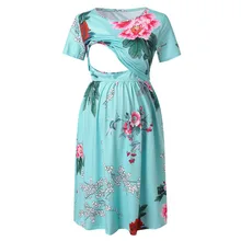 Fashion Maternity Dresses Breastfeeding Floral Print Dress Robe Grossesse Photography Props Women’s Summer Plus Size Dress S-2XL