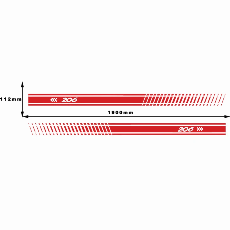 Стильная наклейка на тело автомобиля, Виниловая наклейка на тело, гоночная наклейка в полоску для peugeot 206, автомобильные аксессуары - Название цвета: Красный