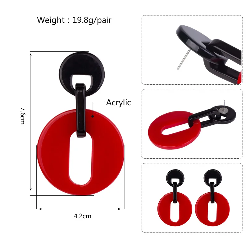 Vintage Acrylic Drop Earrings for Women Statement Big Long Round Geometric Dangling Resin Earring Fashion Jewelry Dangle Brincos (11)