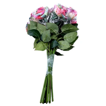 

Artificial Rose Flowers Wedding Bouquet Bridal Decoration Bundles - 12pcs (Rainbow color)