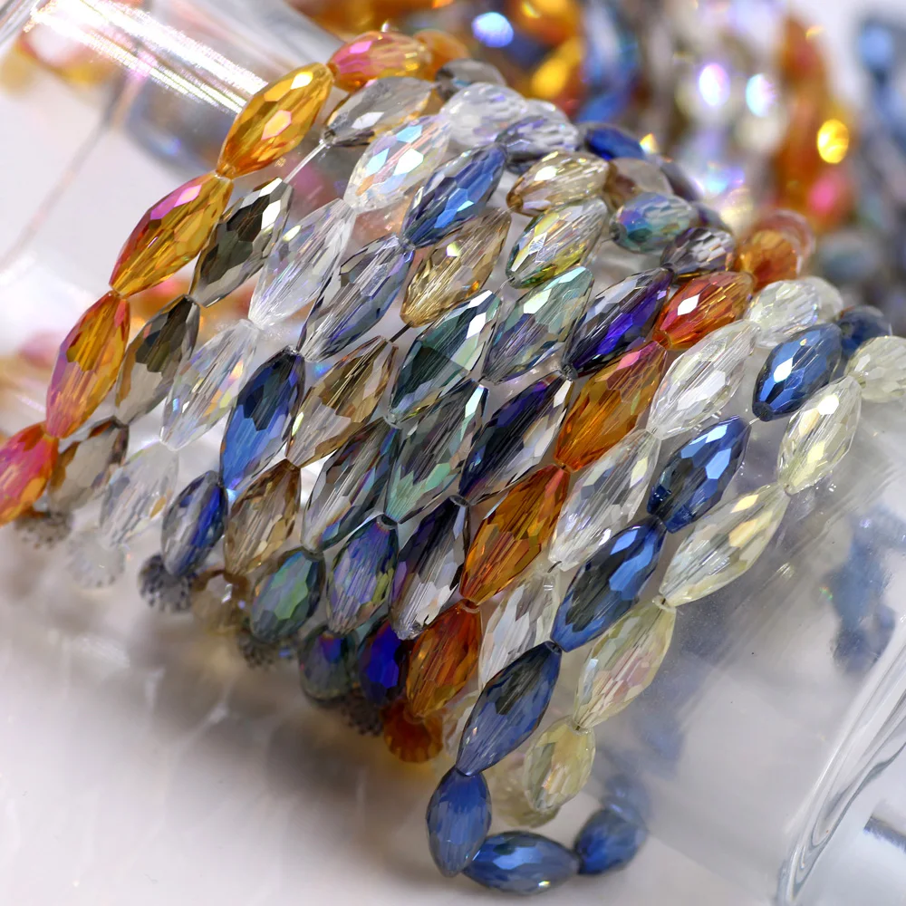 Chinese Crystal Glass Beads Wholesale 8x17mm 40pcs/lot Plated Loose