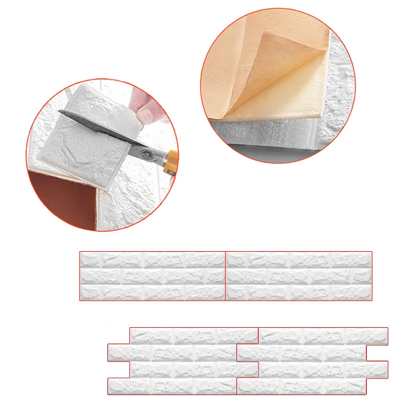 5Pcs 3D PE Foam Wallpaper DIY Wall Stickers Wall Decor Brick Home Decoration Living Room Bedroom