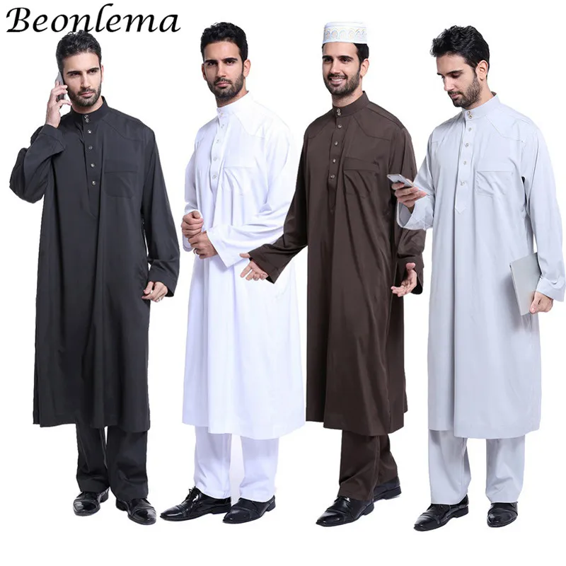 

Beonlema moroccan kaftan Men Muslim Dress 2 Pieces Abaya Set Formal Dress Pakistan Musulman Homme Jubah Caftan Islam Clothing