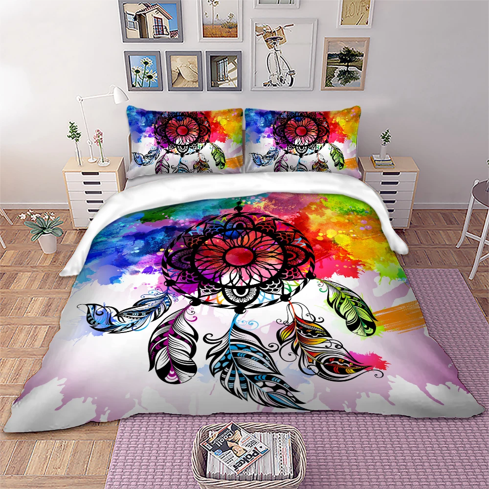 

Dropship Dreamcatcher FeatherBedding set 3D Print Duvet Cover Pillowcases Twin Full Queen King Home 3pcs home textile