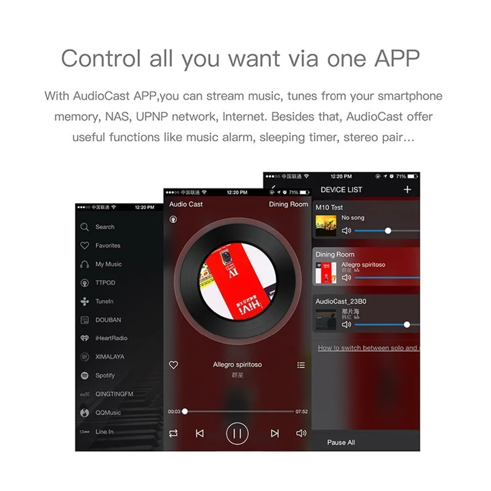 Беспроводной музыкальный ресивер AudioCast M5 Airplay DLNA iOS Android Airmusic wifi HiFi аудио динамик Spotify звуковой стример