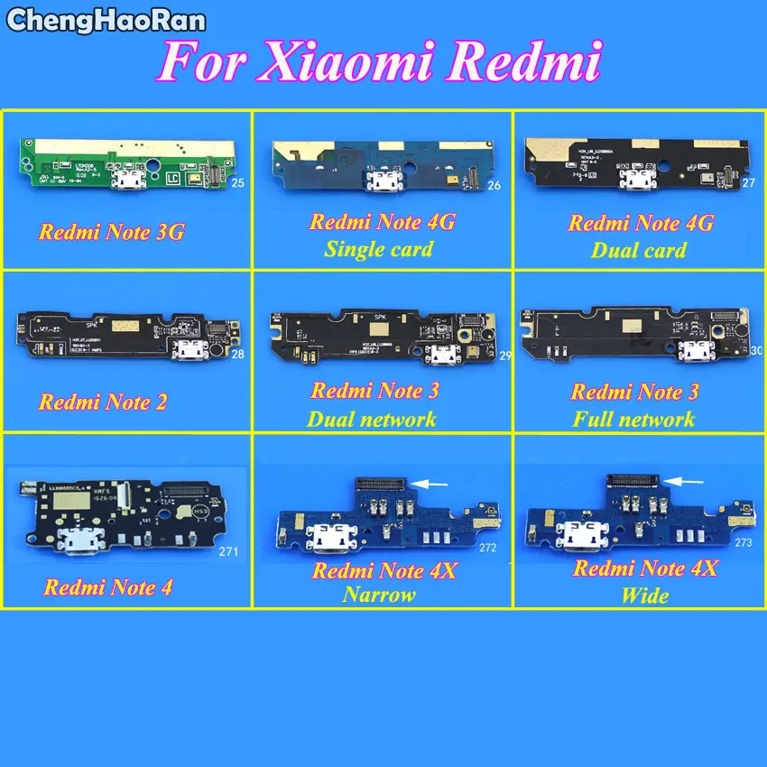 

ChengHaoRan 10X For Xiaomi Redmi Note 3G 4G 2 3 4 4X 5A Micro USB Plug Charging Port Dock Connector Flex Cable Microphone Board