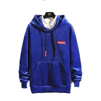 

Loldeal New Arrived Solid Color Velvet Hoodies Men Pullovers Hip Hop Long Sweatshirts Youth Popular Thick Warm Hoodies