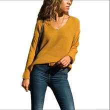 Large Size Female Sweater 2019 Spring New Sexy V-neck Bottoming Sweaters Loose Tops Hood Wool Sweater Autumn Women's Clothing