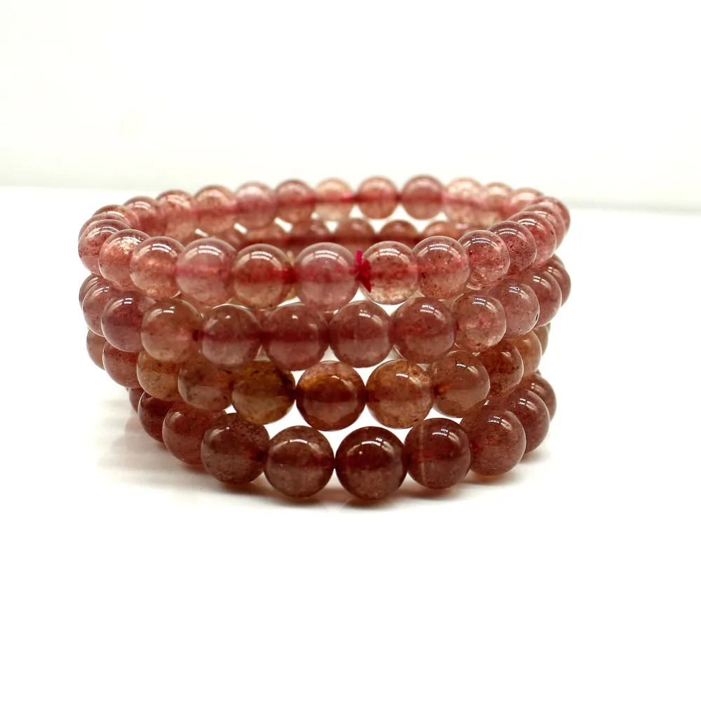 8mm Natural Red Strawberry Quartz Crystal Bracelets For Women Femme