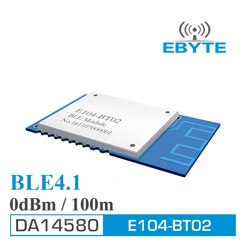 bilder für CDEBYTE low energy 2,4 GHz DA14580 dbm E104-BT02 BLE 4,1 Drahtlose Bluetooth BLE Transparent Übertragungsmodul bilder für CDEBYTE low energy 2,4 GHz DA14580 dbm E104-BT02 BLE 4,1 Drahtlose Bluetooth BLE Transparent Übertragungsmodul