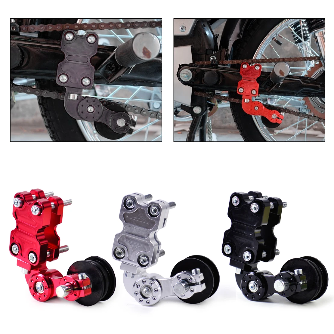 beler Universal Aluminum Chain Tensioner Bolt on Roller Adjust for