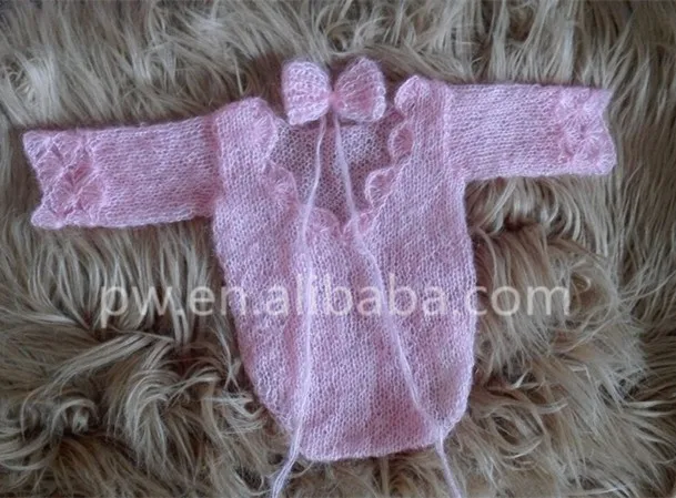 Новая Мода Bbay мохера розовый Кружево ползунки новорожденных мохер полный набор Подставки для фотографий новорожденных Брюки для девочек новорожденных Комбинезоны для девочек
