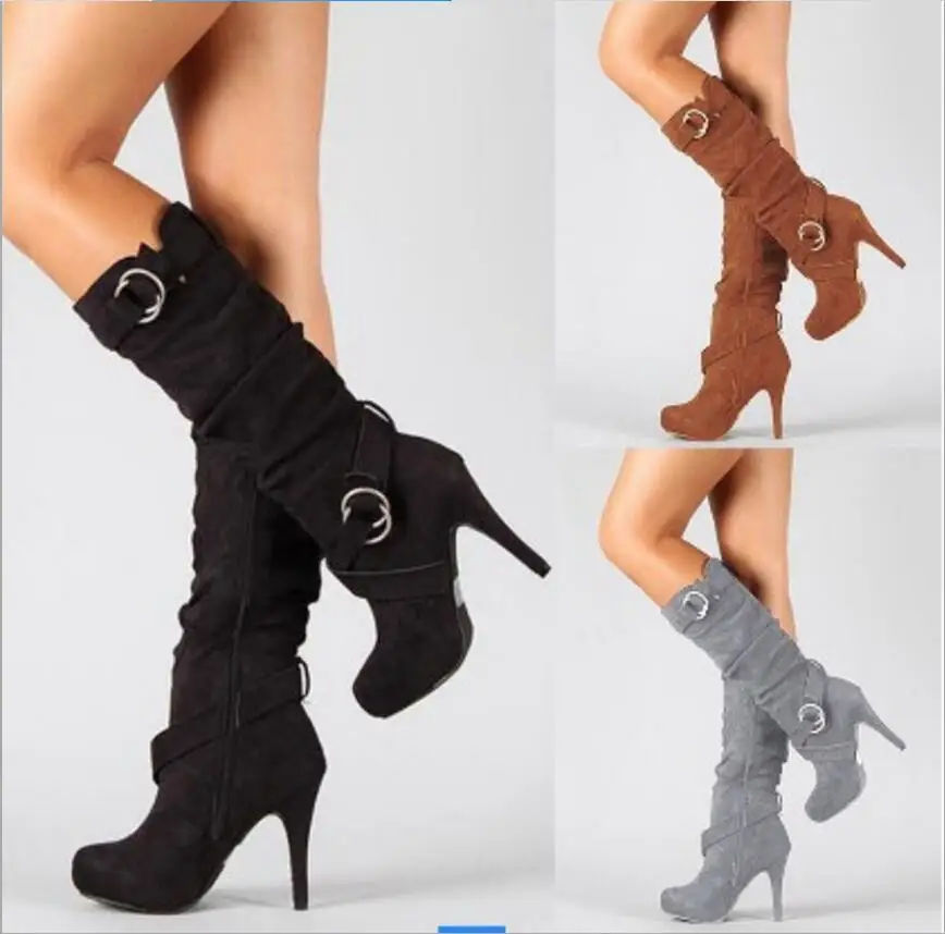 

girls matin boots platform thin high heels zip ladies chaussure women winter shoes woman zapatos mujer sapato feminino XZ180004
