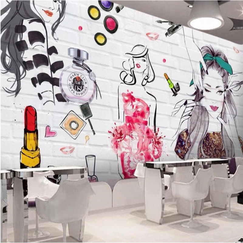 Beibehang на заказ любой размер фреска обои акварель кирпич салон красоты косметологический магазин стены гостиной настенные обои
