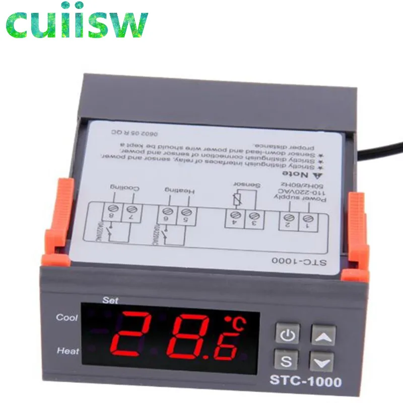 

Two Relay Output LED Digital Temperature Controller Thermostat Incubator STC-1000 110V 220V 12V 24V 10A with Heater and Cooler
