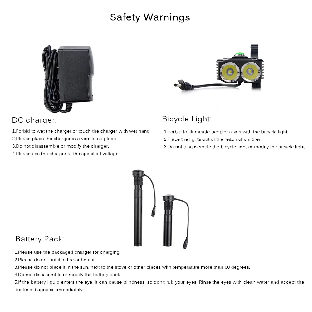 Best BP02-D019 Cycling Safety Bicycle Light Set Batteries 3400mah Rechargeable Battery Pack and Charger for Camping Cycling Hiking 6