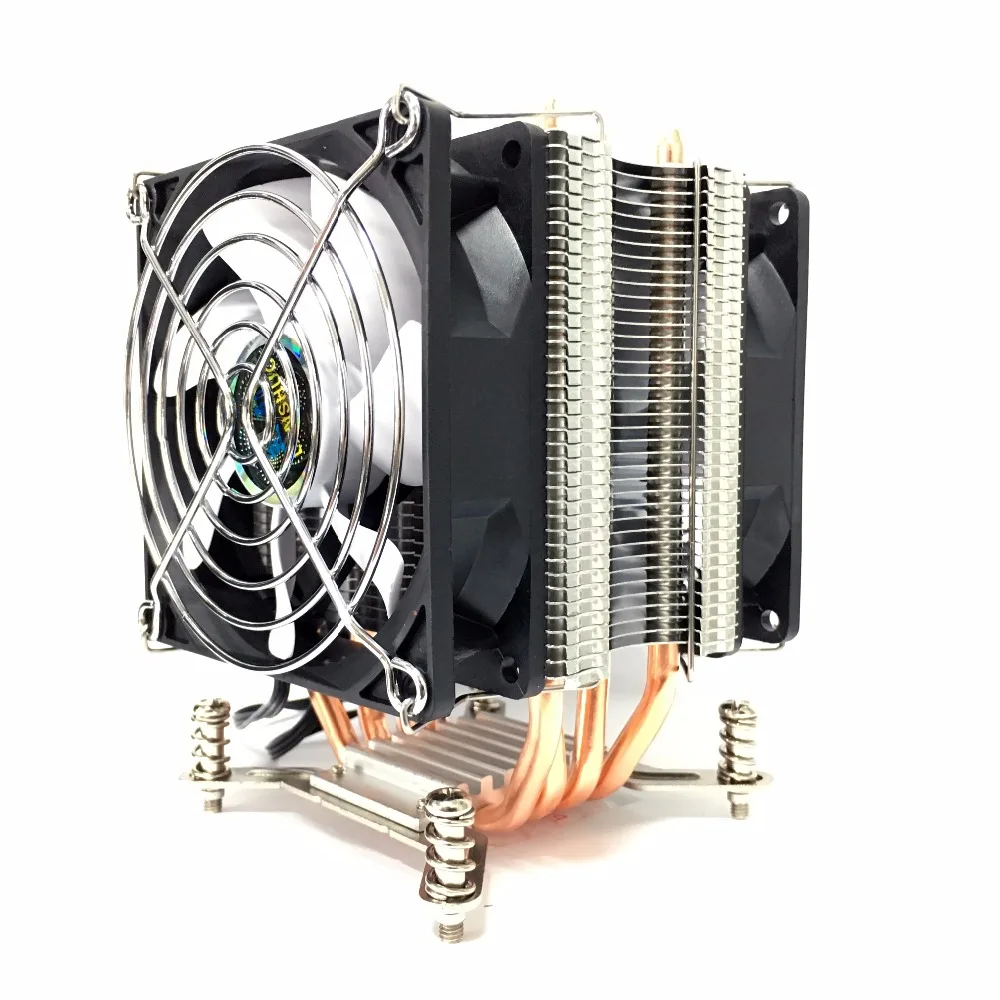 Kopen LANSHUO HOT CPU Stille Ventilator Koeler voor Intel X79 LGA2011 processor 4 heatpipes Koeling CPU Radiator 2 Fan