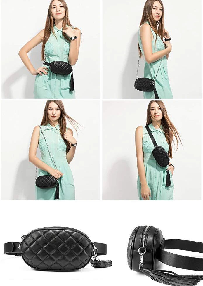 Поясная Сумка круглая поясная сумка Женская Роскошная брендовая кожаная сумка модная ромб индивидуальная кисточка цепь сумка