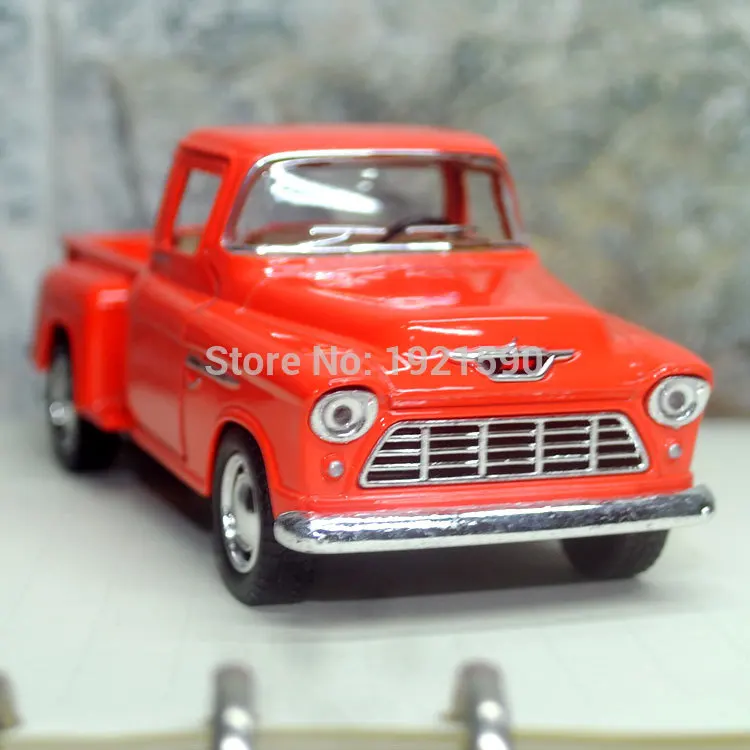 YJ KT 1/32 Scale, игрушки для автомобиля с оттягиванием, США 1955, Chevy Stepside, пикап, литая металлическая модель автомобиля, игрушка для подарка/коллекции/детей