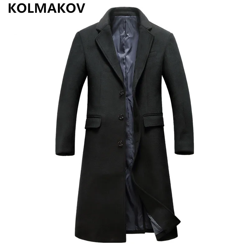 KOLMAKOV, новинка, мужское шерстяное пальто, Тренч, длинное, мужское, классическое, X-Long, ветровка, куртка, Winer, деловое пальто для мужчин, M-3XL