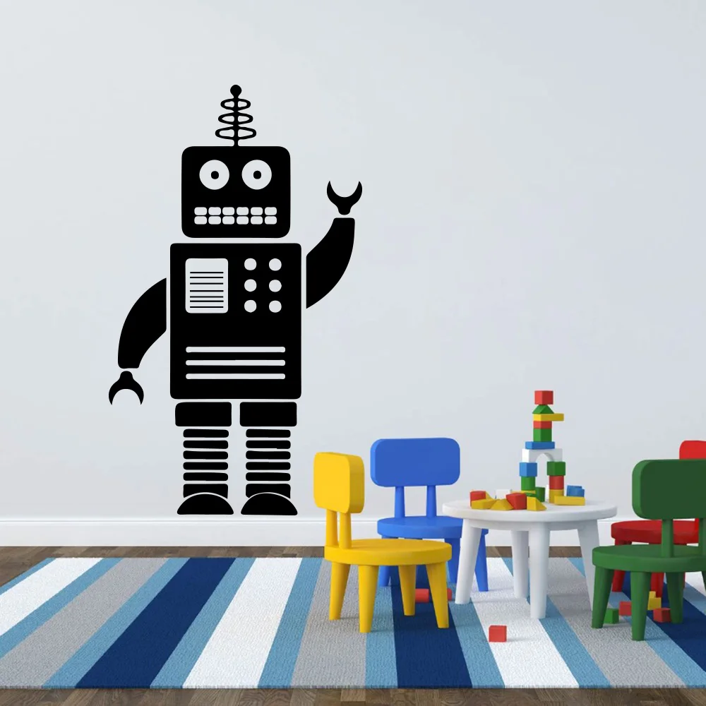 Cartoon Robot Wall Sticker Boy Room Baby Nursery Cute Lego Robot Wall