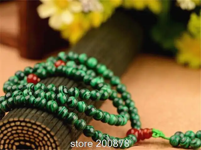 BRO942 мода 108 Зеленый Малахит Бусины для медитации и молитвы мала 6 мм летние браслеты для девочек