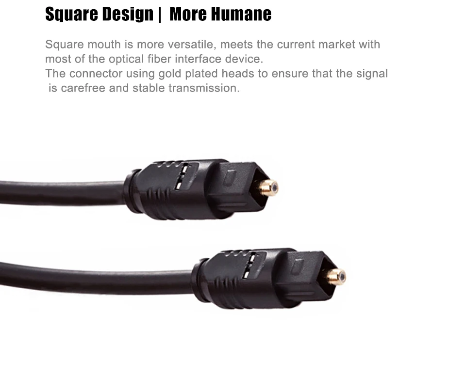 1m OD2.2 mm Digital Optical Audio Cable Toslink Gold Plated SPDIF Coaxial for Blu-ray CD DVD Xbox 360 PS3 AV TV Square Interface (11)
