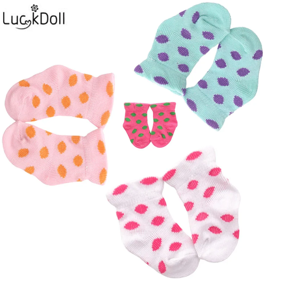 

LUCKDOLL Knit Printed High-Elastic Socks Fit 18 Inch American 43cm Baby Doll Clothes Accessories,Girls Toys,Generation,Gift