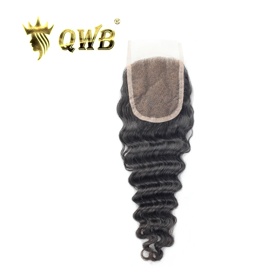 

QWB Queen Weave Beauty Deep Wave Free shipping 12/14/16 Brazilian Virgin Hair Nature Color Lace Closure