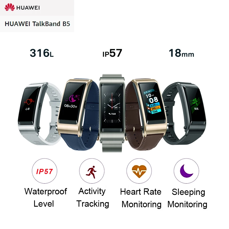 

Huawei TalkBand B5 Talk Band B5 Bluetooth Smart Bracelet Fitness Wearable Sports Compatible Smart Mobile Phone Device Wristbands
