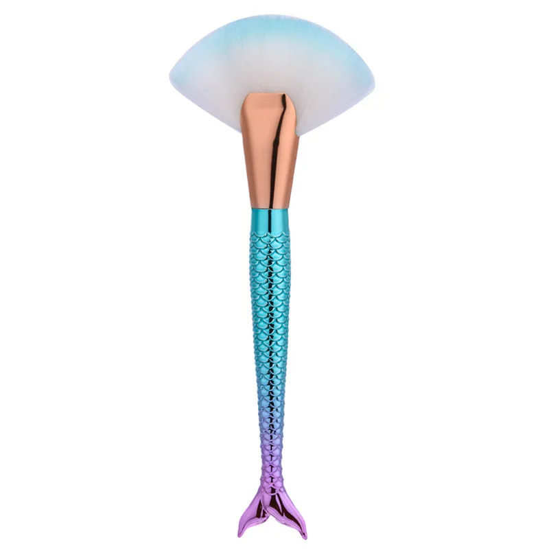 

1Pcs Big Fan Brush Diamond Portable Makeup Brush Color Blending Highlighter Contour Pink Face Powder Brushes Mermaid Fan Shaped