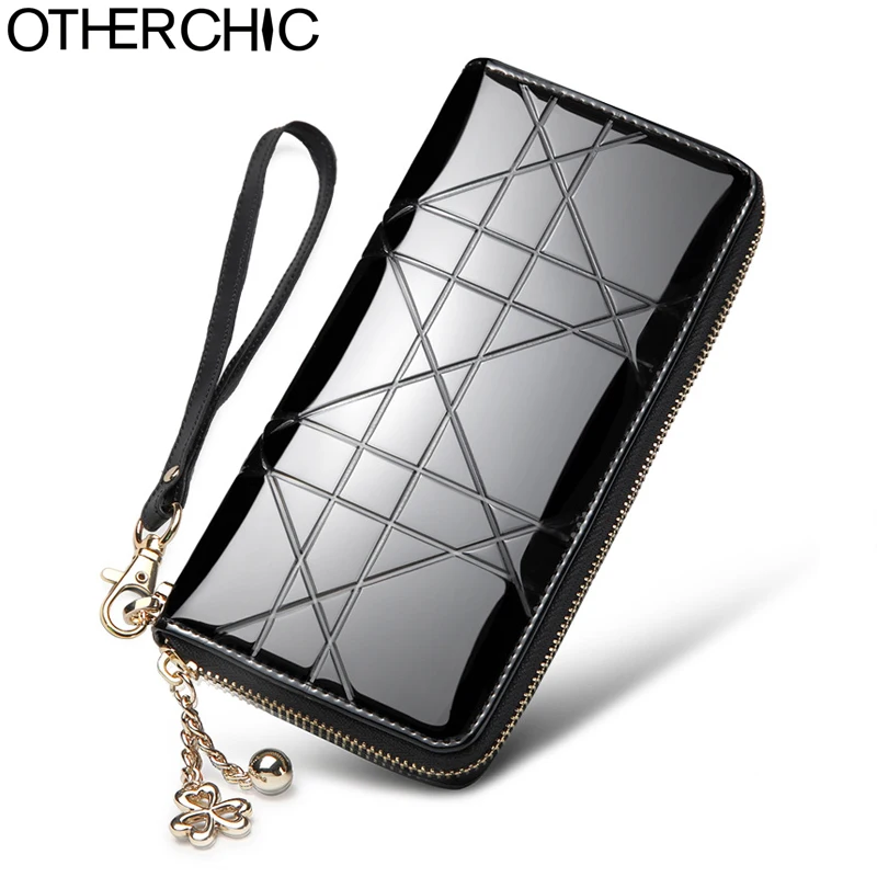 

OTHERCHIC 2018 Patent Leather Wallet Women Long Purse Fashion Brand Women Wallets Party Purse Women Clutch Purses iPhone 8N03-04