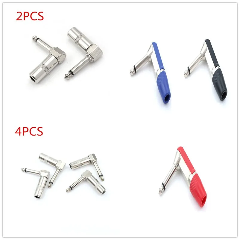 

4PCS/2PCS/1PCS 1/4 Inch 6.35mm Jack Right Angle Male Mono Plug L-shape Connector For Guitar Audio