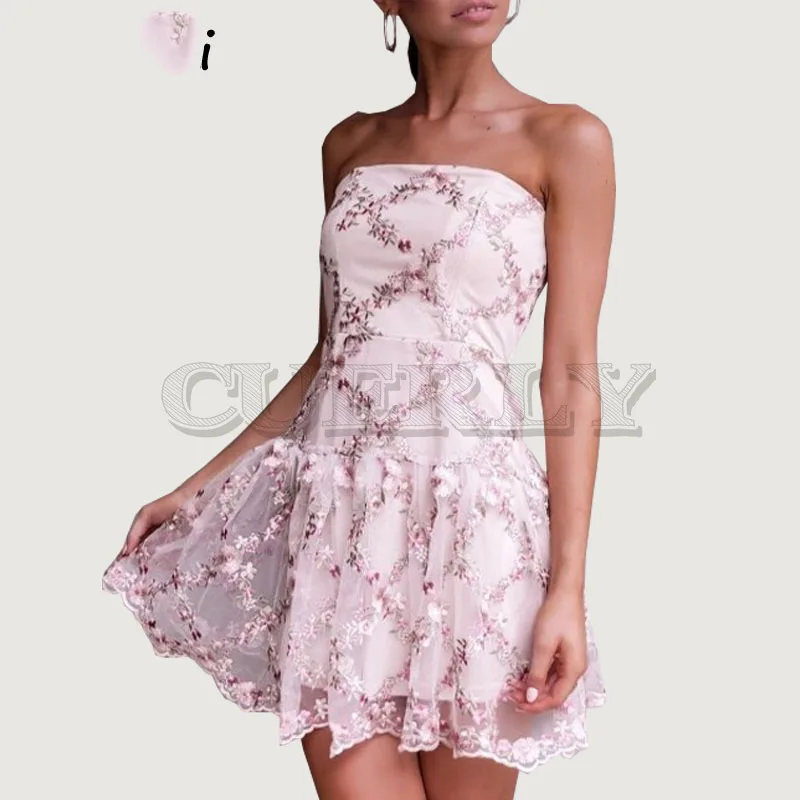 

Cuerly Sexy off shoulder floral print party dress women Summer elegant beach boho short dress vestidos L5