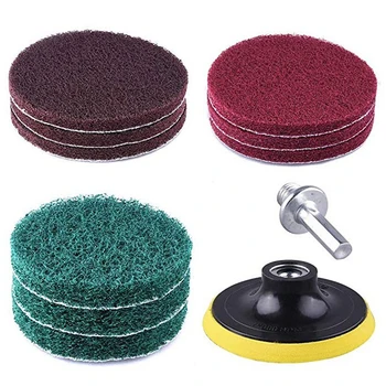 

8pcs Set Scouring Pad 1/4\\\\\\\\\\\\\\\\\\\\\\\\\\\\\\\" Hex Shank For Cleaning Surfaces Drill Polishing Cloth